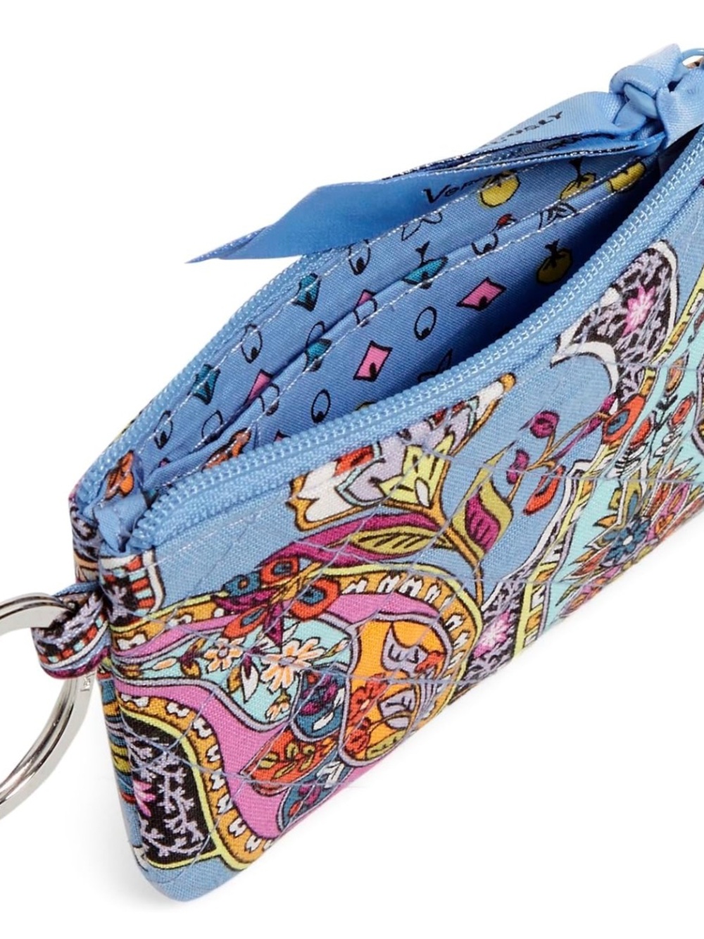 Vera Bradley Blue Floral Paisley Zip Key Pouch Key Chain | NWOT